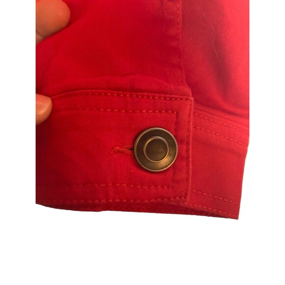 Koret Red Jean Blazer Jacket Womens Size Large Zipper Front Shoulder Pads - Picture 4 of 9